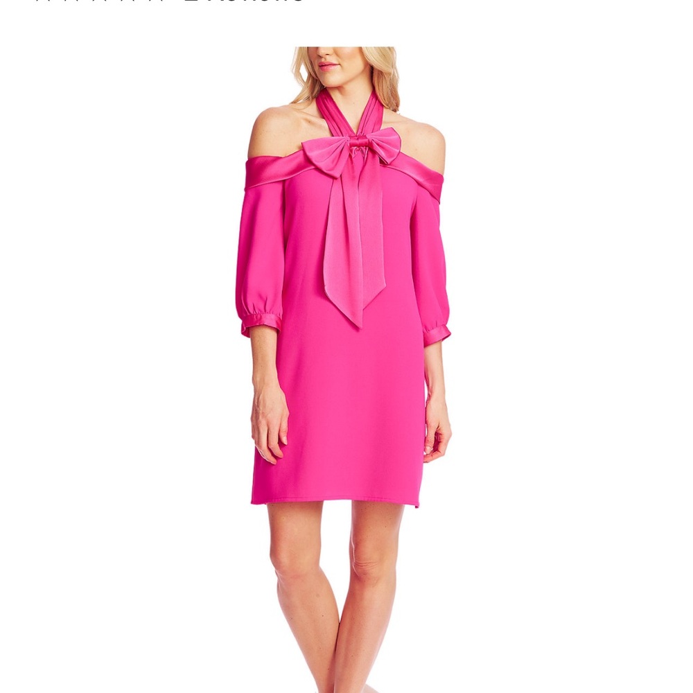 CeCe Cold-Shoulder Bow Dress